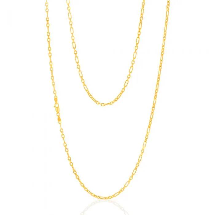 9ct Yellow Gold Silverfilled 80 Gauge Fancy 70cm Chain