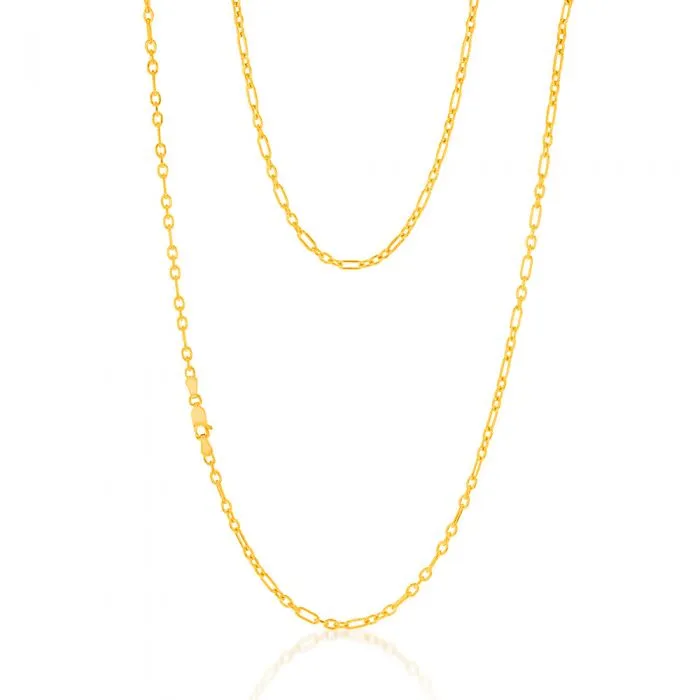 9ct Yellow Gold Silverfilled 80Gauge Fancy 60cm Chain