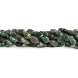 9x6mm Emerald Handcut Plain Ovals 12 inch 35 beads