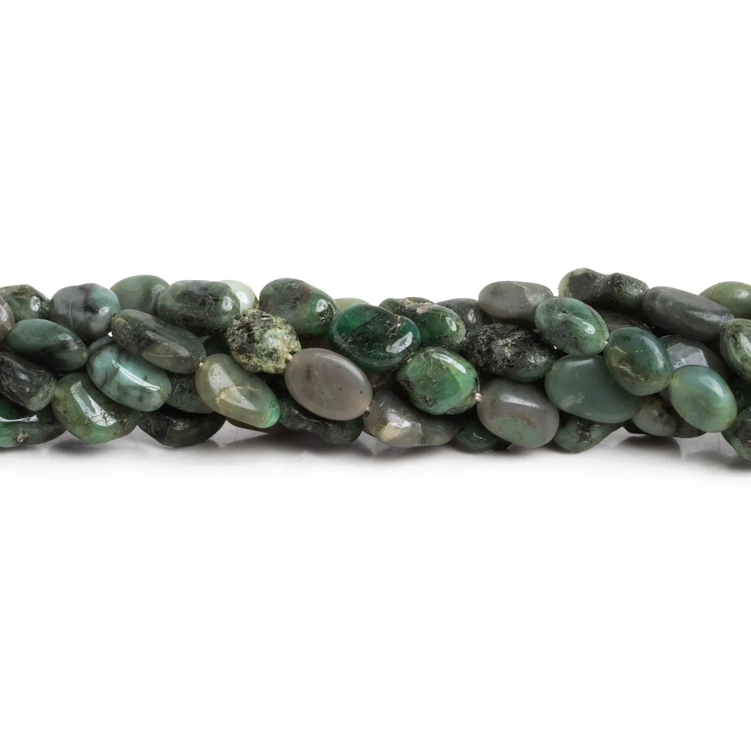 9x6mm Emerald Handcut Plain Ovals 12 inch 35 beads