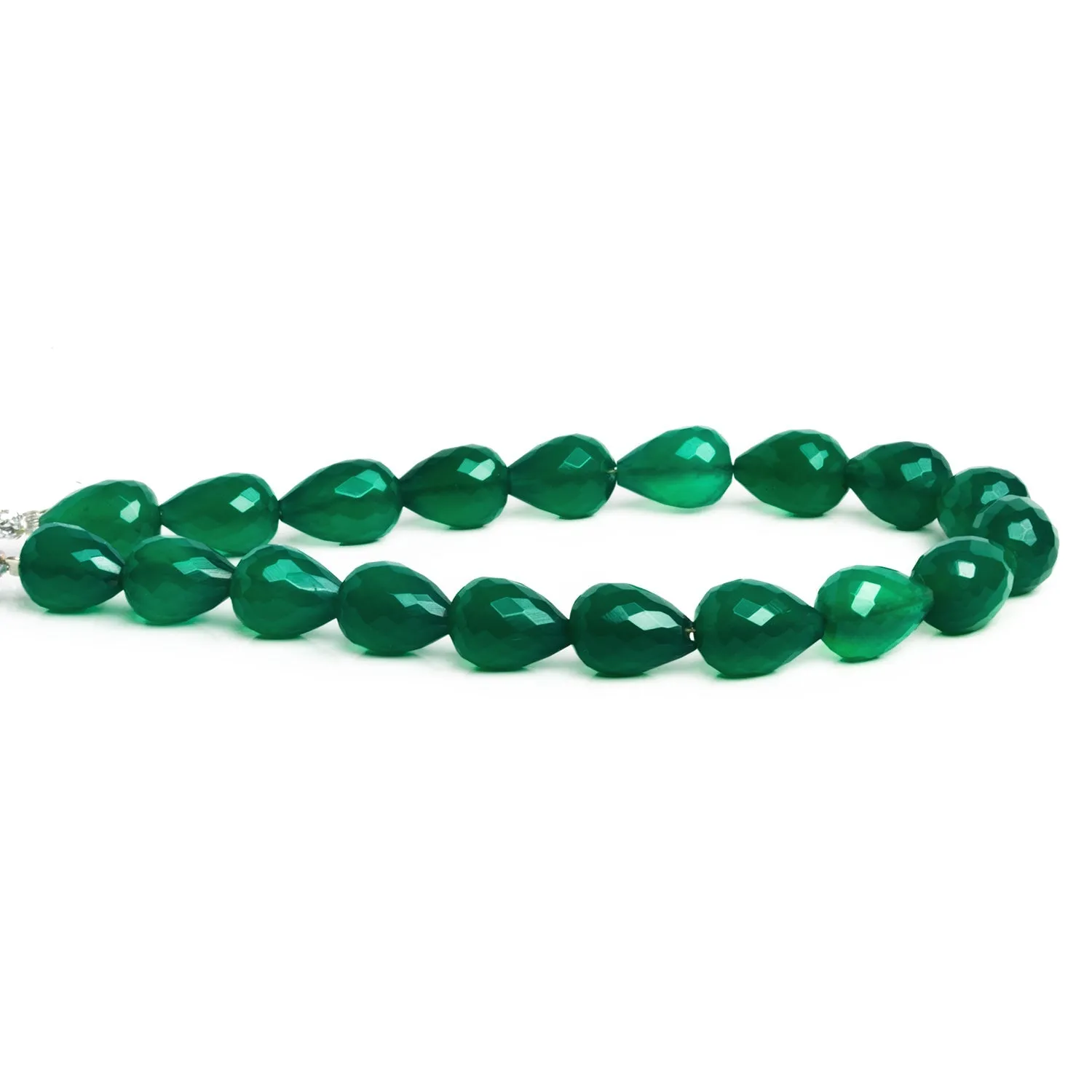 9x7mm Green Onyx Faceted Teardrops 7.5 inch 18 beads