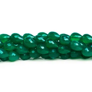 9x7mm Green Onyx Faceted Teardrops 7.5 inch 18 beads