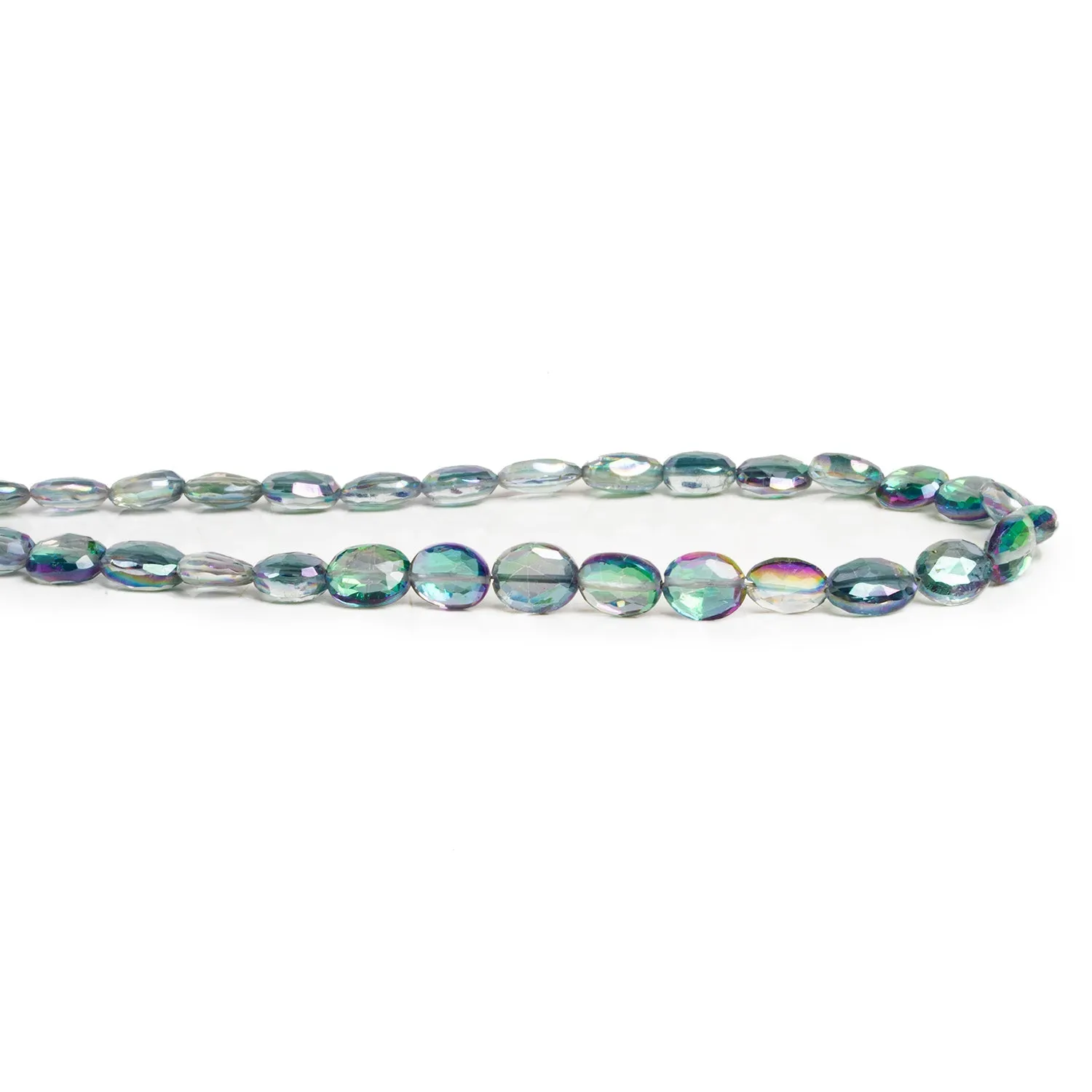 9x7mm Mystic White Topaz Faceted Ovals 9 inch 25 beads