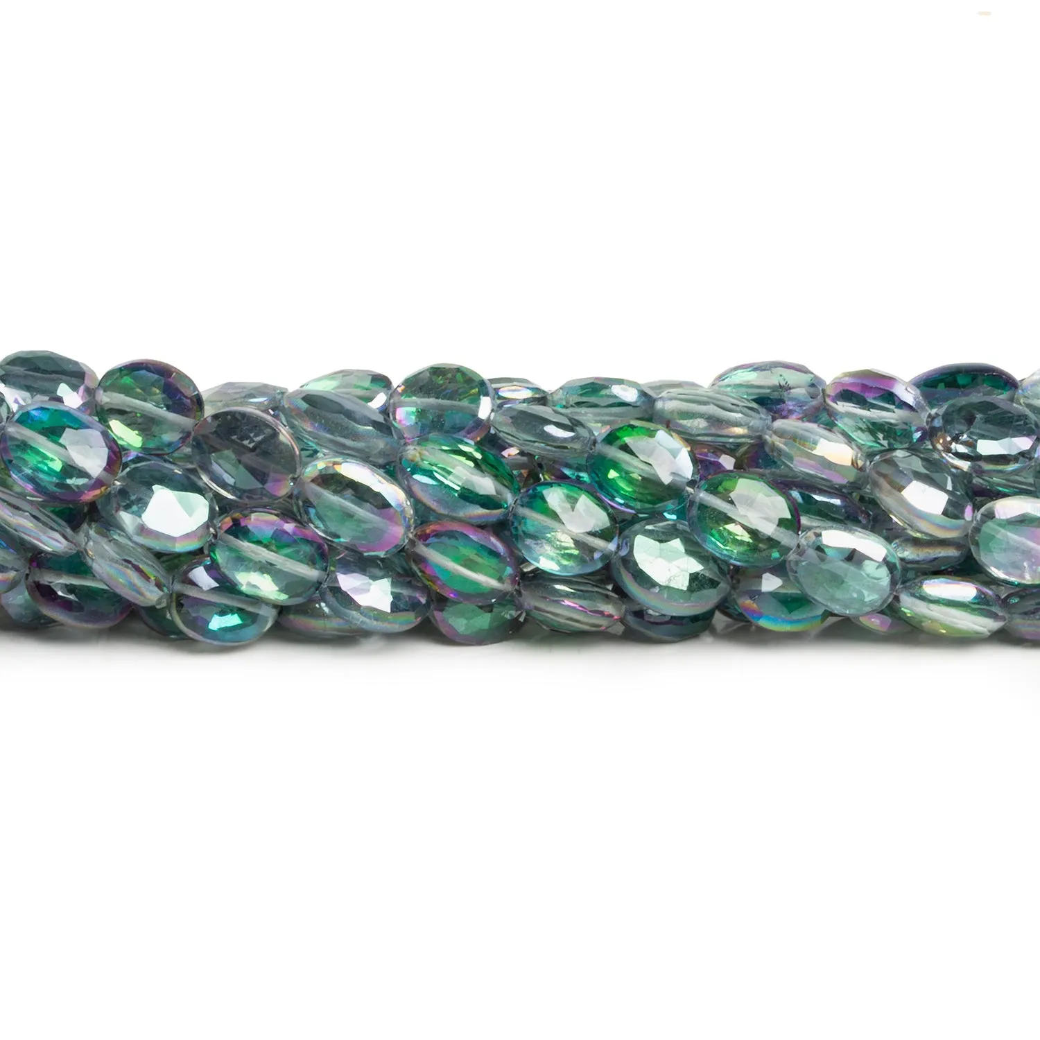 9x7mm Mystic White Topaz Faceted Ovals 9 inch 25 beads