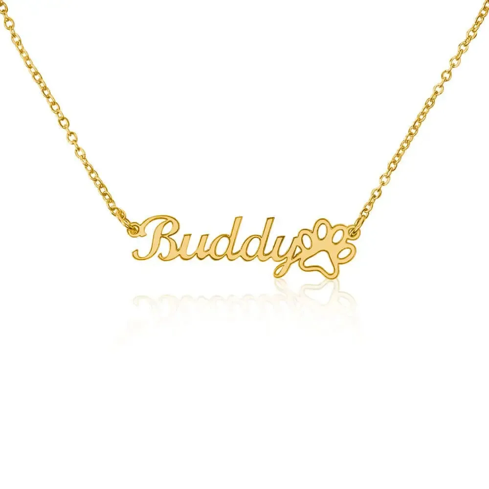 A Gift That Speaks Volumes: Personalized Paw Print Name Necklace for the Devoted Pet Lover!