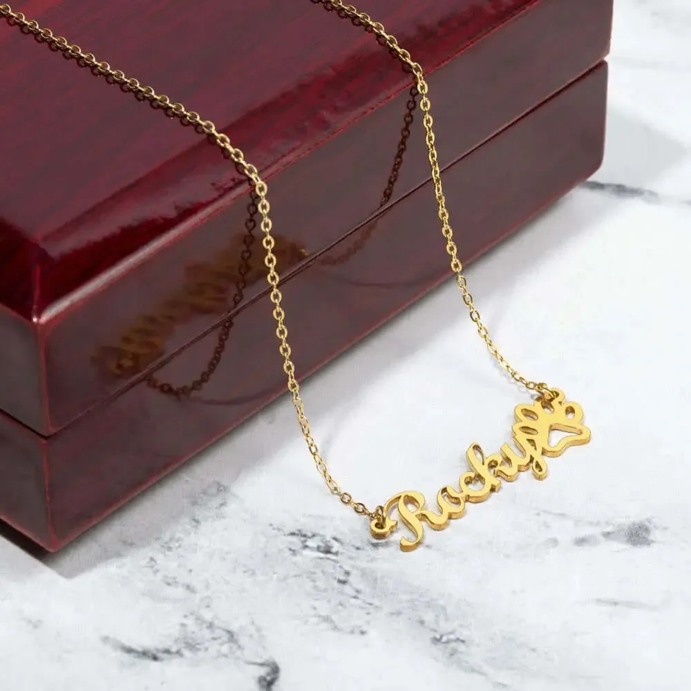 A Gift That Speaks Volumes: Personalized Paw Print Name Necklace for the Devoted Pet Lover!