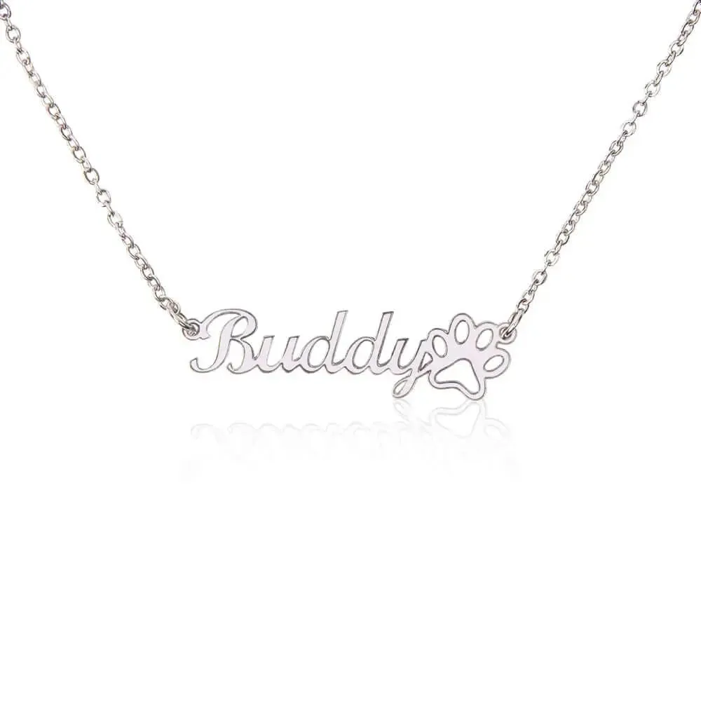 A Gift That Speaks Volumes: Personalized Paw Print Name Necklace for the Devoted Pet Lover!