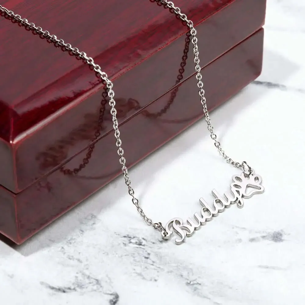 A Gift That Speaks Volumes: Personalized Paw Print Name Necklace for the Devoted Pet Lover!