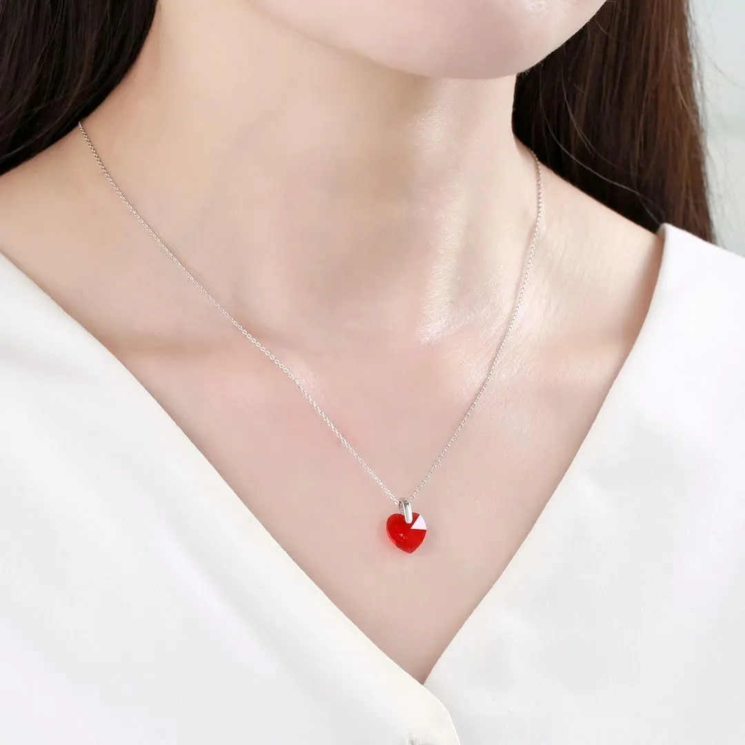 Adabele Solid Sterling Silver Heart Necklace Cubic Zirconia Diamond Gemstone Love Romantic Birthstone Jewelry Hypoallergenic Nickel Free Women Birthday Gift