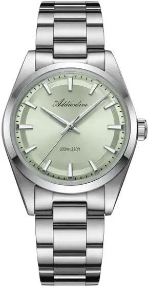 Addiesdive 36mm VH31 Quartz Watch - AD2066 Bubble Mirror AR Coating 316L Stainless Steel 100m Waterproof BGW9 Luminous Watches for Men