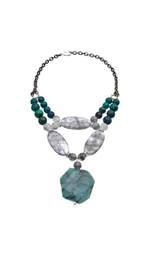 Adria Green, Grey and Silver Rhinestone Necklace