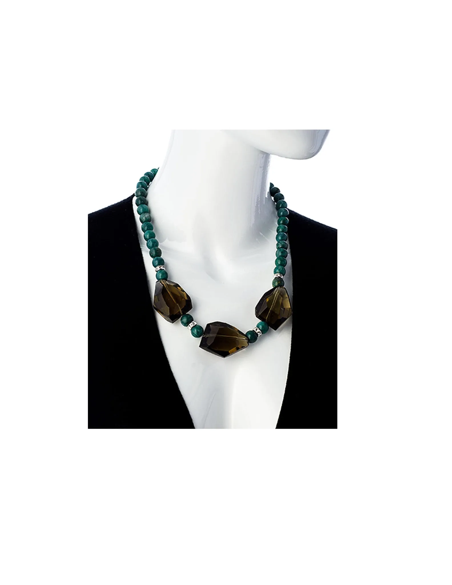 Adrianna Amazonite Smokey Quartz Necklace
