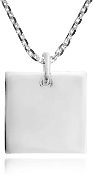 AeraVida Plain Geometric Square .925 Sterling Silver Pendant Necklace