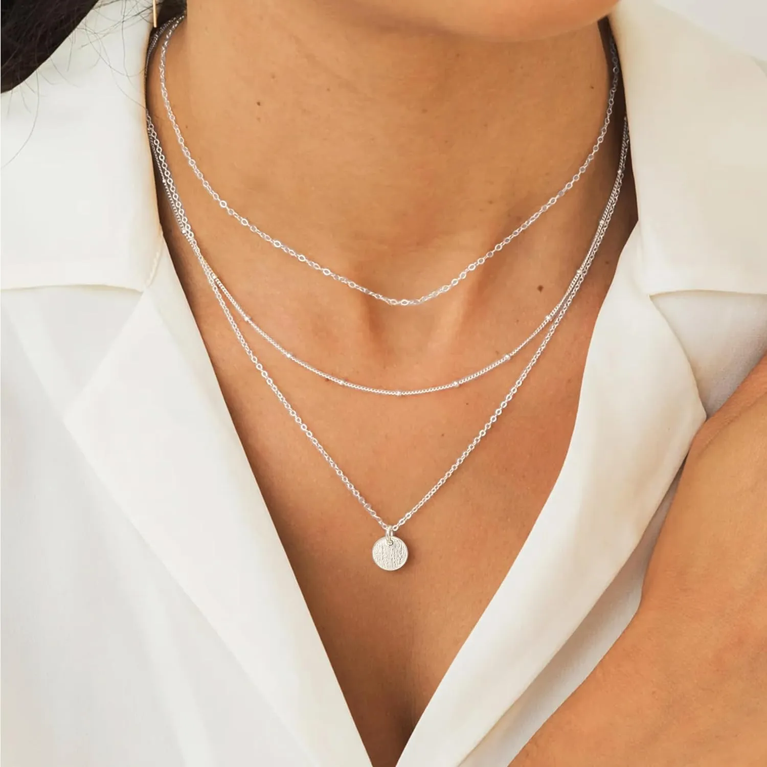 Aisansty Dainty Layered Choker Necklaces Handmade Coin Tube Star Pearl Pendant Multilayer Adjustable Layering Chain Gold Plated Necklaces Set for Women