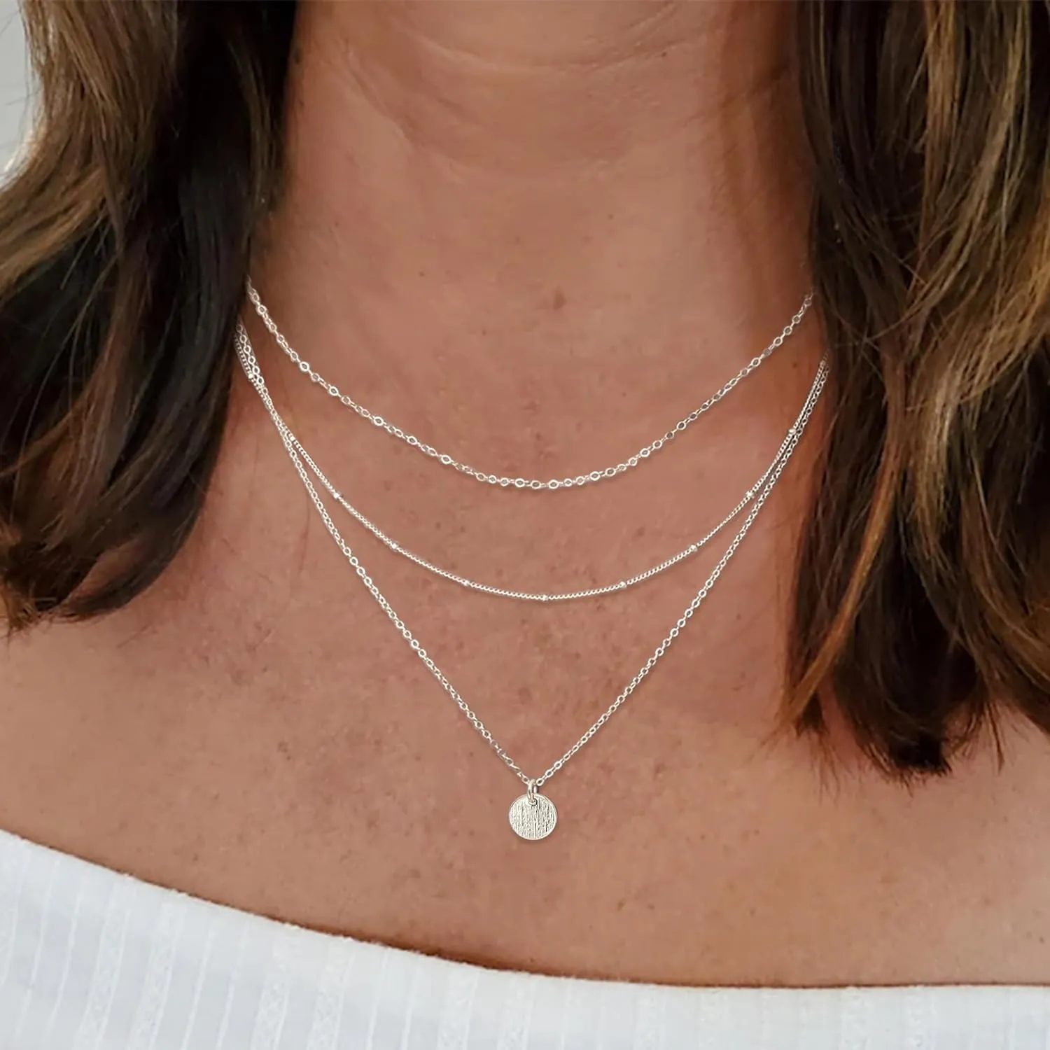 Aisansty Dainty Layered Choker Necklaces Handmade Coin Tube Star Pearl Pendant Multilayer Adjustable Layering Chain Gold Plated Necklaces Set for Women