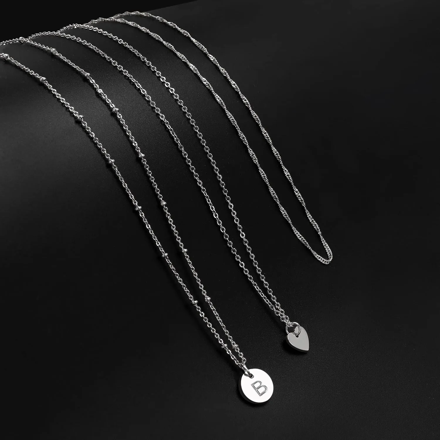 Aisansty Dainty Layered Initial Choker Necklaces Handmade 14K Gold Plated Tiny Heart Personalized Letter Disc Pendant Adjustable Chain Layering Gold Necklaces for Women Gift Jewelry