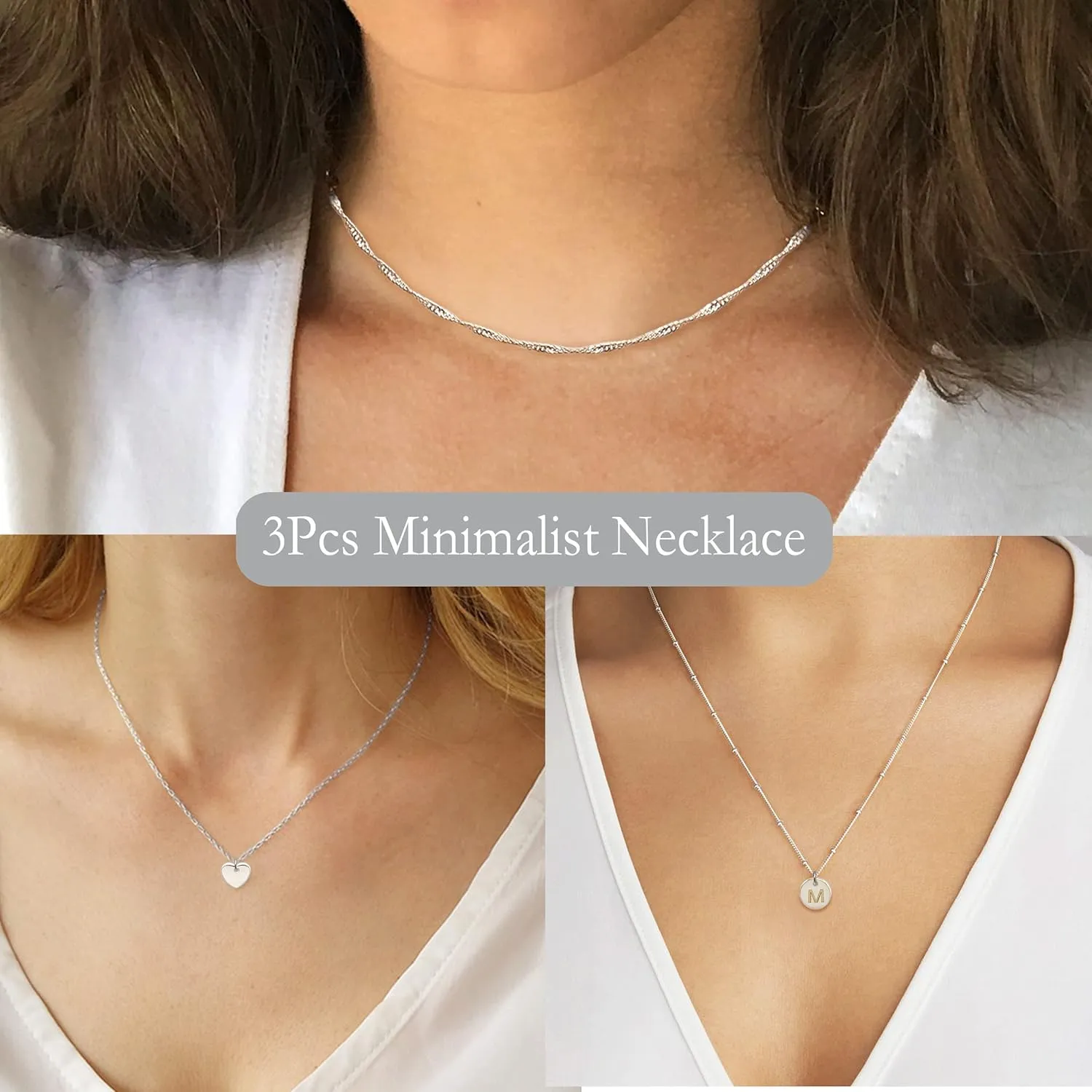 Aisansty Dainty Layered Initial Choker Necklaces Handmade 14K Gold Plated Tiny Heart Personalized Letter Disc Pendant Adjustable Chain Layering Gold Necklaces for Women Gift Jewelry