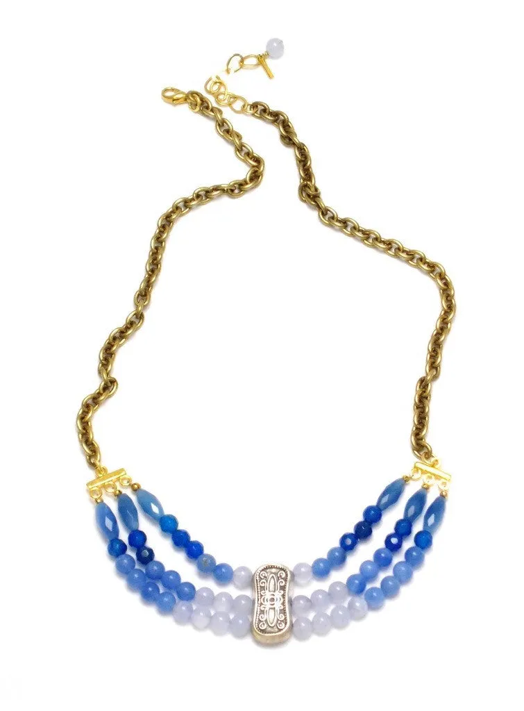Alex Gold and Blue Chain Necklace