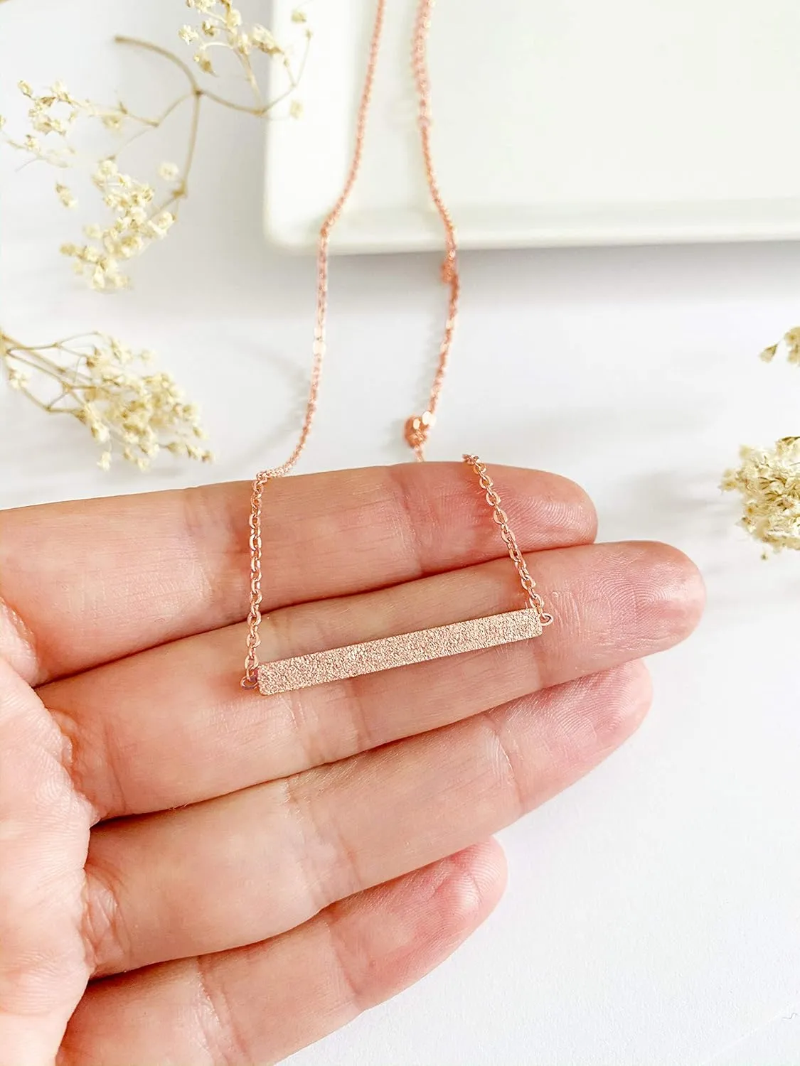 Altitude Boutique Minimalist Bar Necklace Thin Druzy Inspired Necklace Simple Horizontal Bar Necklace for Women