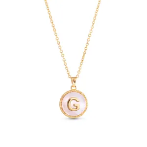 AMANDA BLU - GOLD MOTHER OF PEARL INITIAL NECKLACE - G - 18K GOLD DIPPED