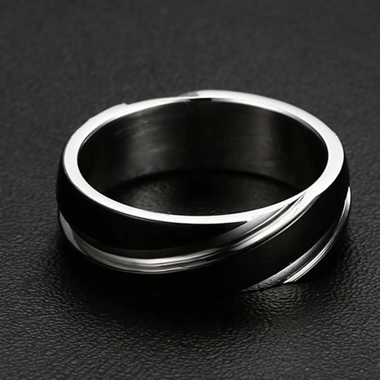 ANAZOZ Stainless Steel Couple Rings Set, Matching Engraved Rings for Couples 6MM Silver Black Engraved Rings