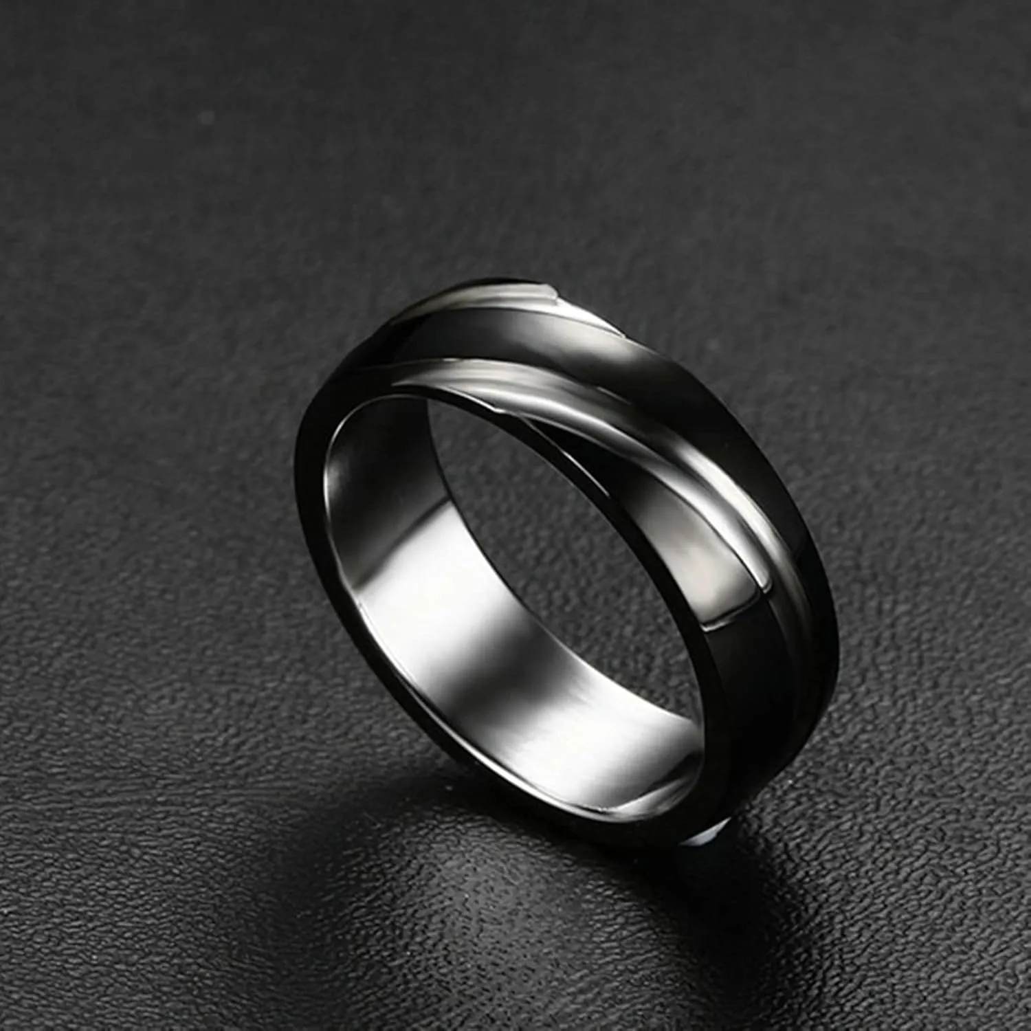 ANAZOZ Stainless Steel Couple Rings Set, Matching Engraved Rings for Couples 6MM Silver Black Engraved Rings