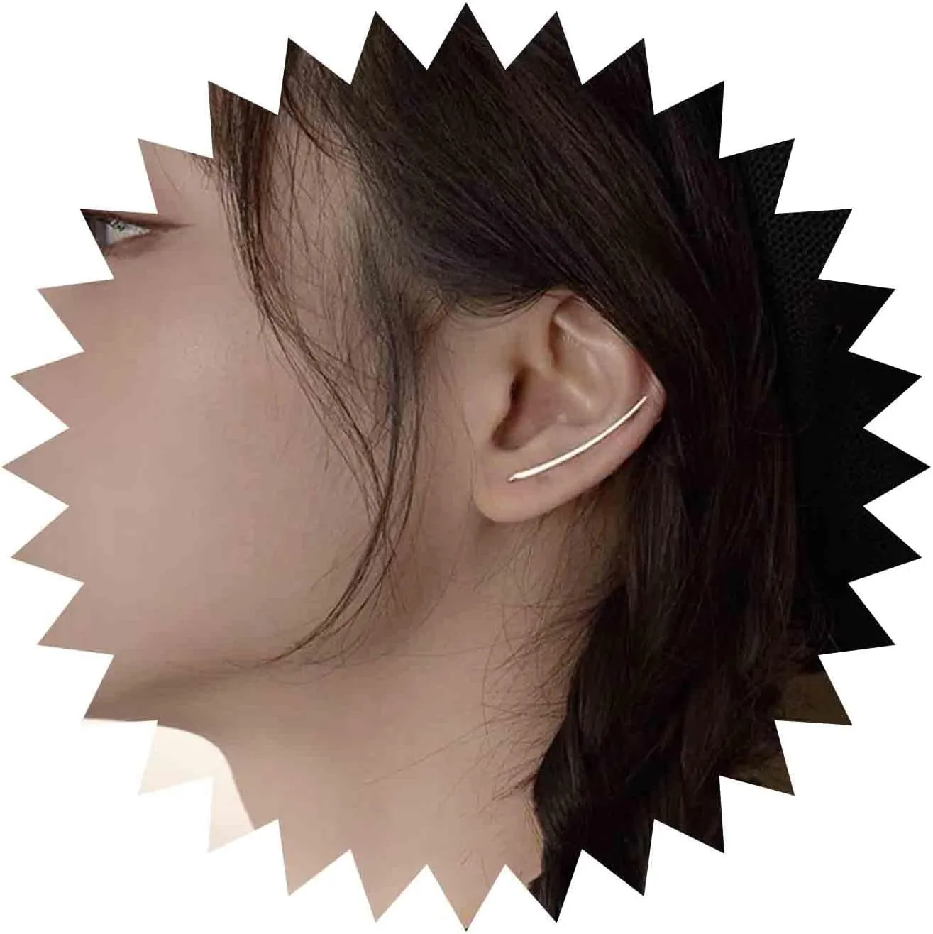 Andelaisi Boho Bar Climber Cuff Earrings Silver Bar Cuff Wrap Earrings Vintage Curved Bar Climber Crawlers Earring Long Bar Wrap Cuff Earrings Jewelry for Women
