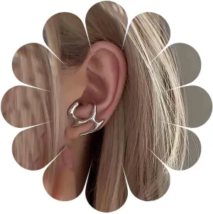 Andelaisi Boho Irregular Climber Warp Earrings Silver Geometric Climber Earrings Vintage Metal Stud Earrings Geometric Irregular Earring Jewelry for Women