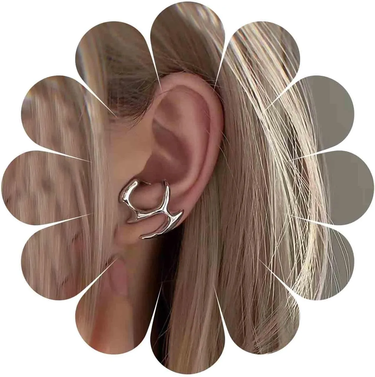 Andelaisi Boho Irregular Climber Warp Earrings Silver Geometric Climber Earrings Vintage Metal Stud Earrings Geometric Irregular Earring Jewelry for Women