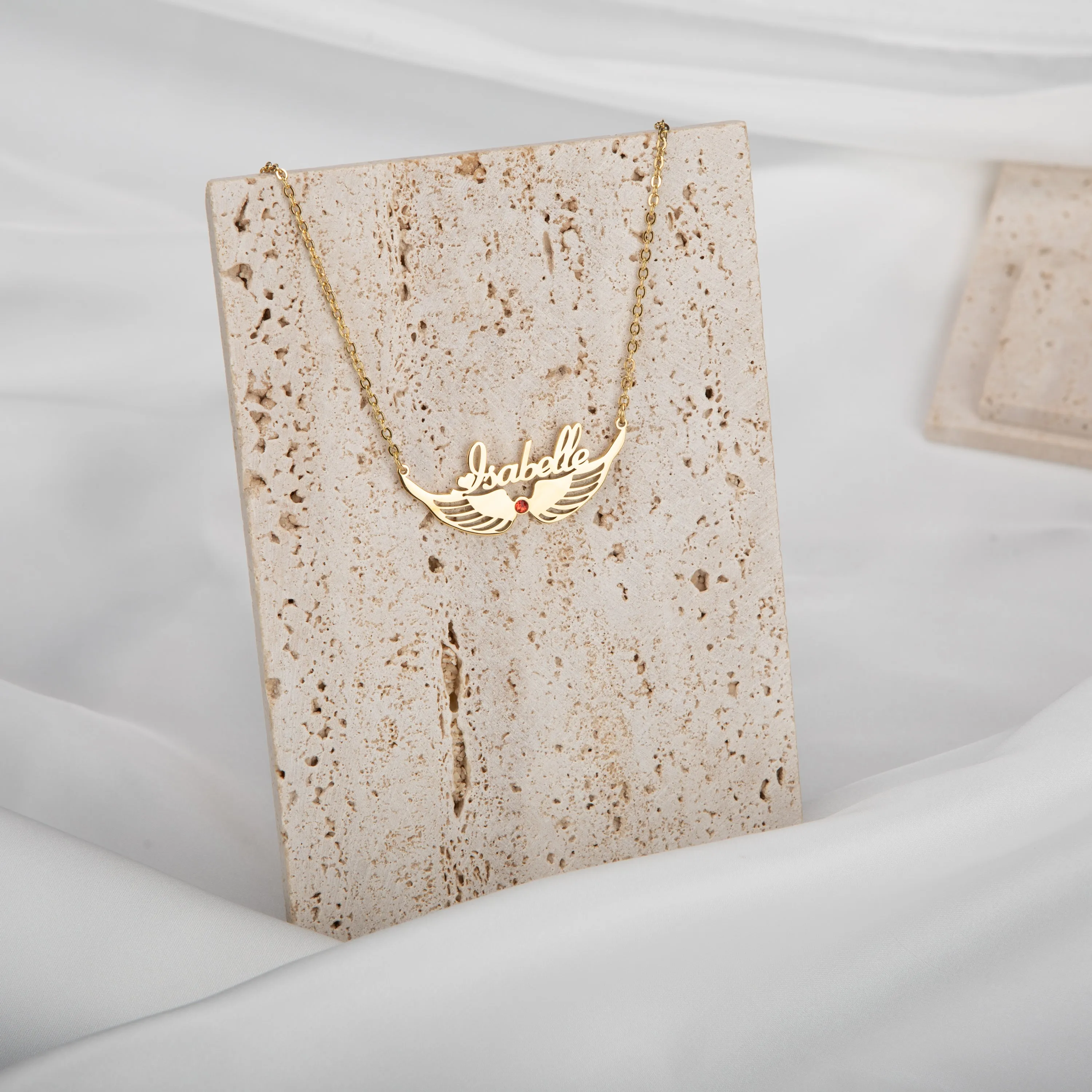 Angel Wings Necklace with Birthstone