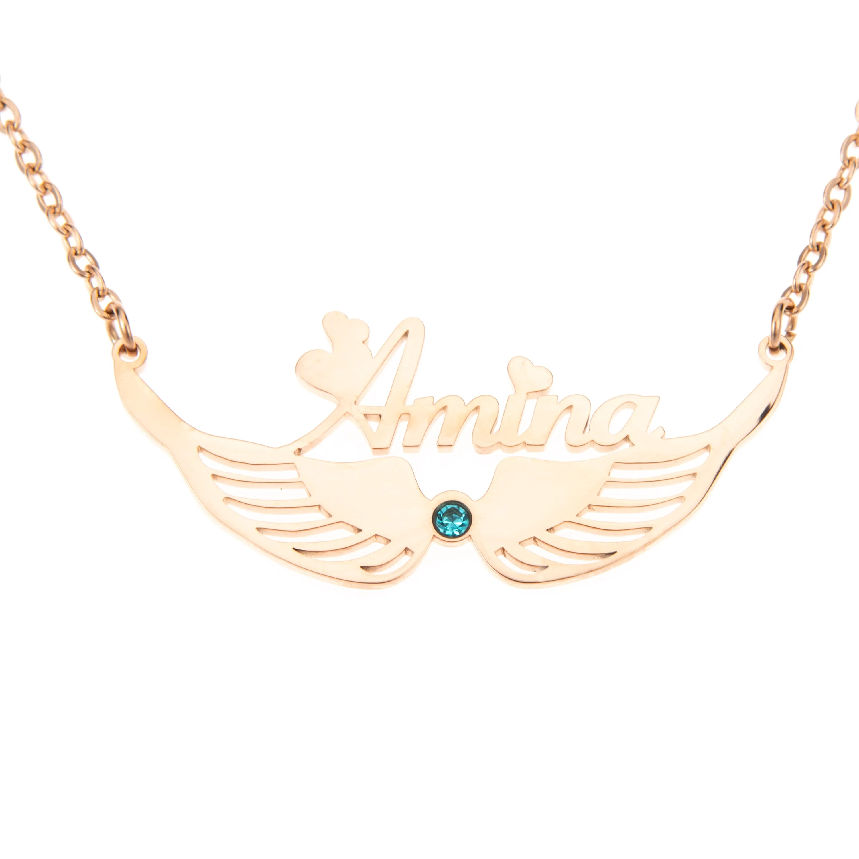 Angel Wings Necklace with Birthstone