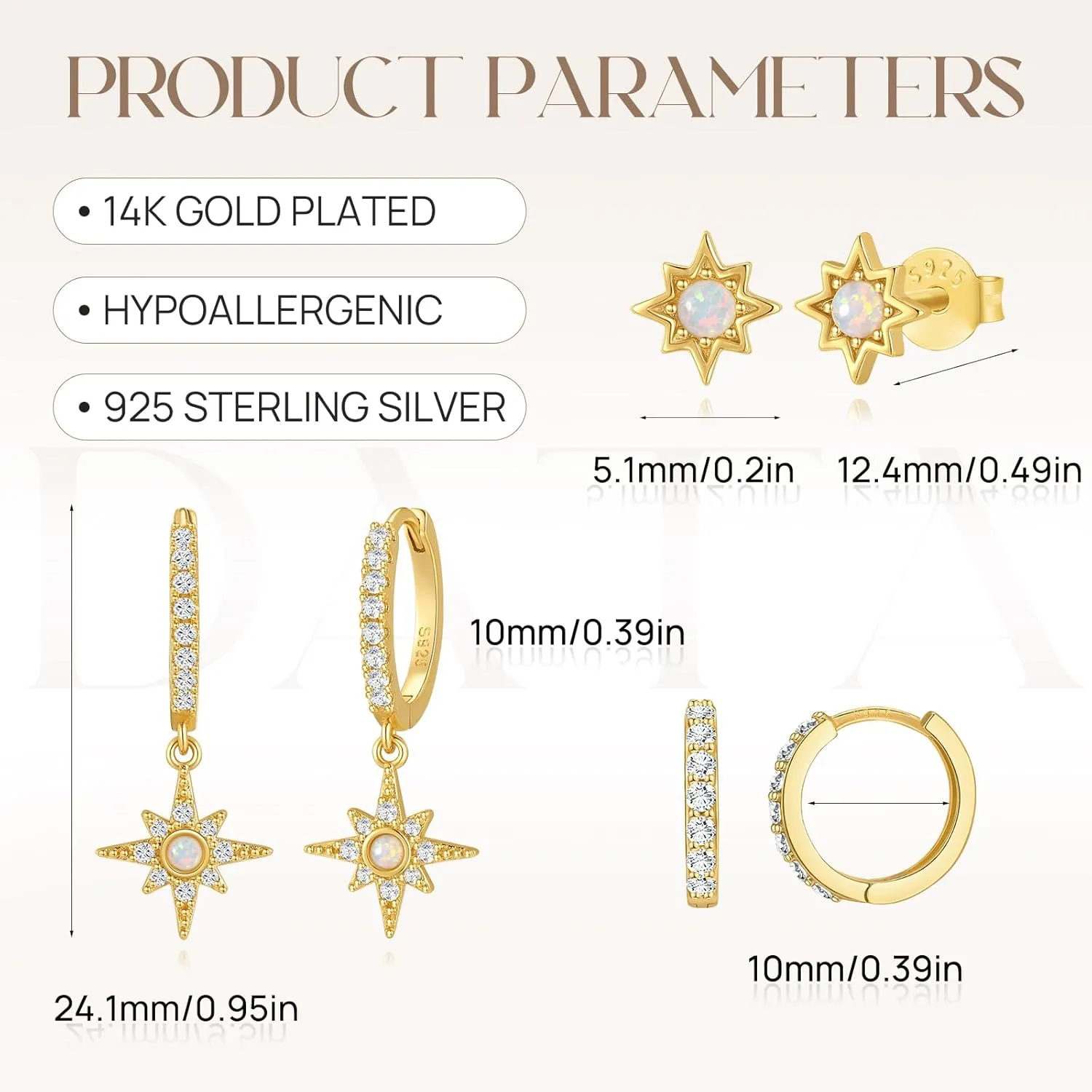 Angelady Opal Earrings Set for Women, Hypoallergenic S925 Sun Stud Earring for Sensitive Ears, Dainty Hoop Huggie Silver Opal Dangle Earring Stacks, Gold Earrings for Women Trendy 2025