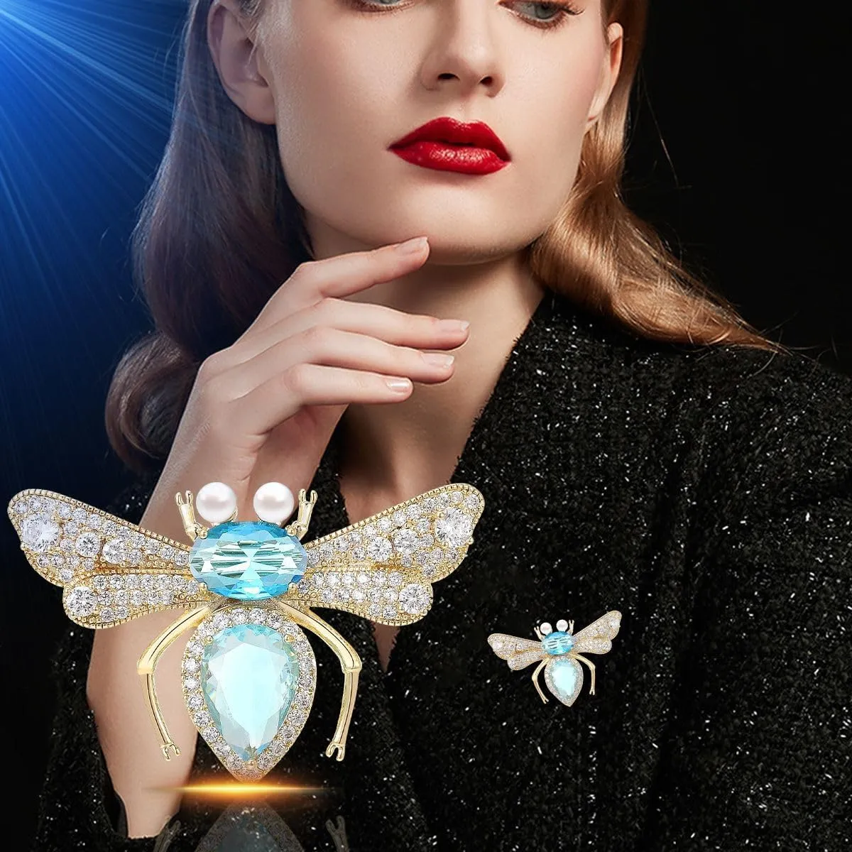 Animal Brooches for Women Gold-Plated Panda/Bee/Snake/Elephant Pearl Brooch Lapel Pin Rhinestone Animals Brooch Jewelry for Mom Wife