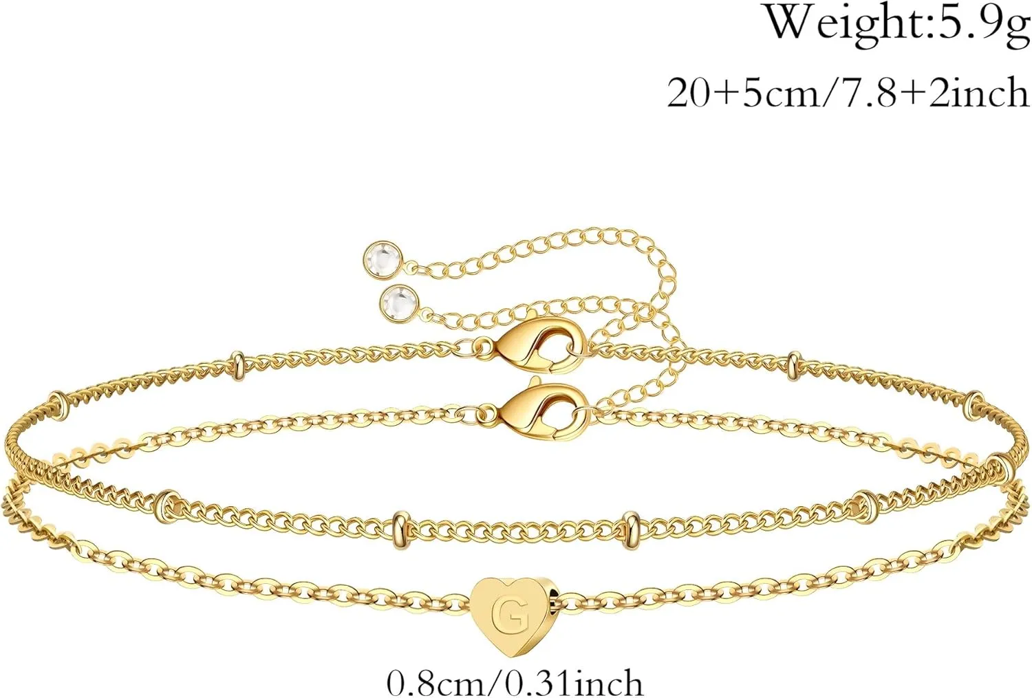 Ankle Bracelet for Women,14K Gold Layered Chain Initial Ankle Summer Essential Jewelry Gifts