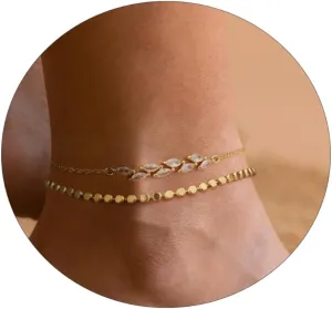 Anklet for Women Gold Plated Anklets Bracelets Waterproof Cuban Link Bracelets Set Dainty Stackble Anklets Jewelry for Gift