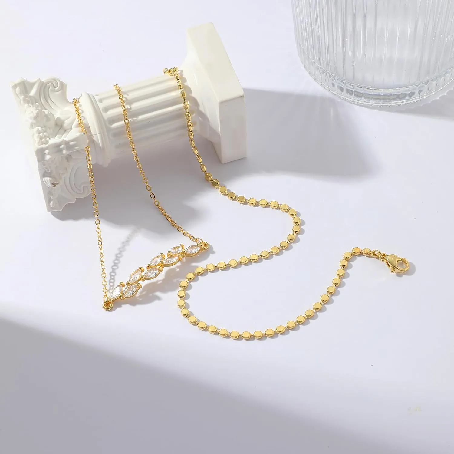 Anklet for Women Gold Plated Anklets Bracelets Waterproof Cuban Link Bracelets Set Dainty Stackble Anklets Jewelry for Gift