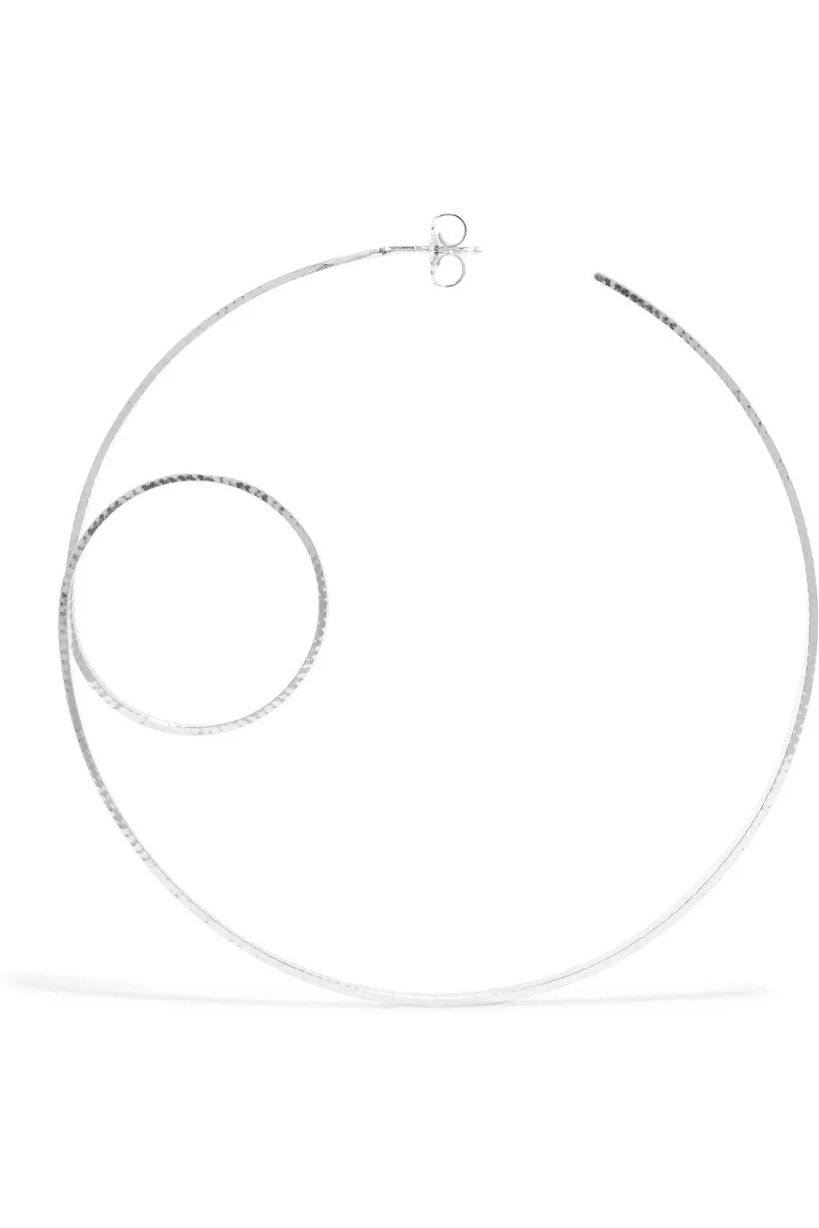 Annie Costello Brown Circle Scroll Silver Hoop Earrings