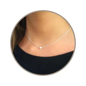 Annika Bella Dot Charm Short Choker Necklace, 925 Sterling Silver Necklaces, Waterproof Jewelry for Women (Silver)