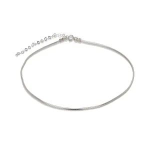Annika Bella Edgy Snake Chain Choker, 925 Silver Necklaces, Minimalist Adjustable Layering Chokers, Waterproof Jewelry for Women and Teens (Snake)