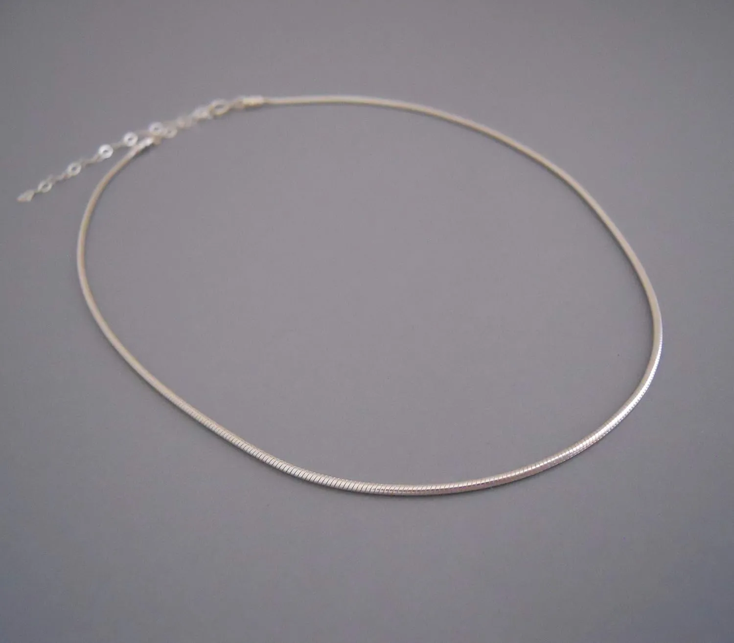Annika Bella Edgy Snake Chain Choker, 925 Silver Necklaces, Minimalist Adjustable Layering Chokers, Waterproof Jewelry for Women and Teens (Snake)