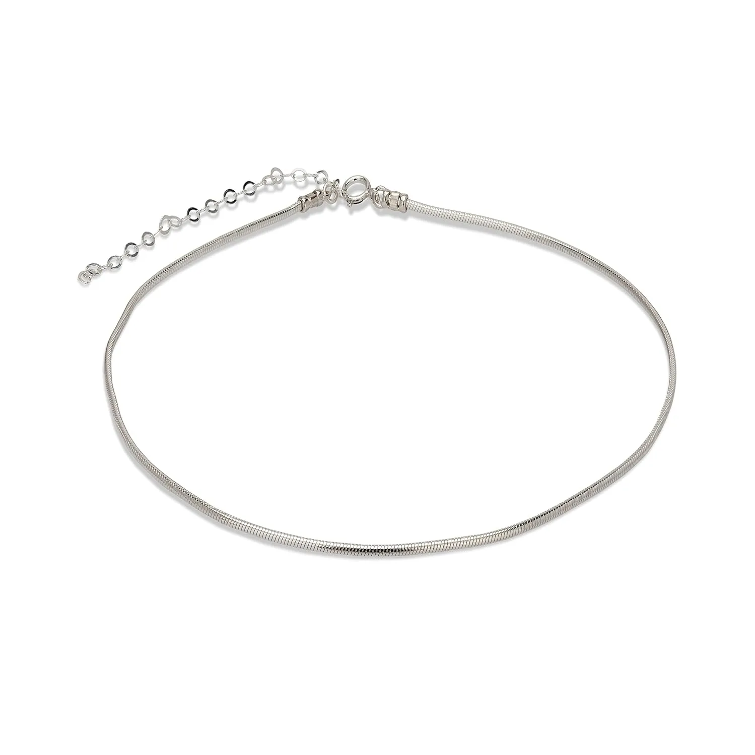 Annika Bella Edgy Snake Chain Choker, 925 Silver Necklaces, Minimalist Adjustable Layering Chokers, Waterproof Jewelry for Women and Teens (Snake)