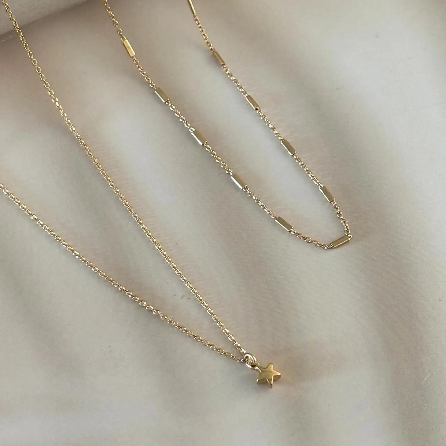 Annika Bella Star Charm Necklace - Gold Necklaces for Women, Dainty Celestial Jewelry, Gold star with a Chain, Stackable Chains, Minimalist Gift for Her