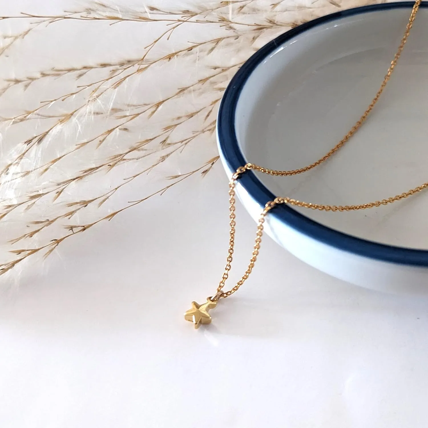 Annika Bella Star Charm Necklace - Gold Necklaces for Women, Dainty Celestial Jewelry, Gold star with a Chain, Stackable Chains, Minimalist Gift for Her