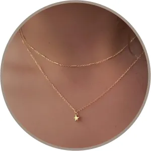 Annika Bella Star Charm Necklace - Gold Necklaces for Women, Dainty Celestial Jewelry, Gold star with a Chain, Stackable Chains, Minimalist Gift for Her