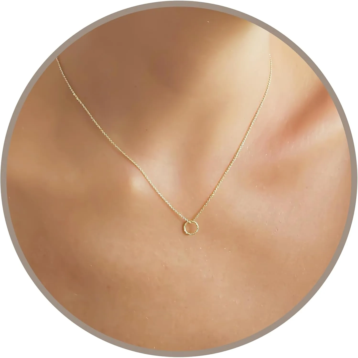 Annika Bella Tiny Circle Charm Necklace, Layering Gold Necklaces, Simple Dainty Gold Jewelry for Women, Gifts for Her