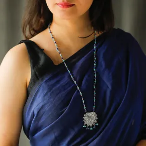 Antique Silver Necklace with Lapis and Turquoise Beads
