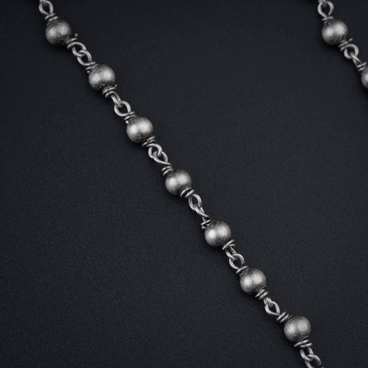 Antique Silver Necklace with Silver Beads