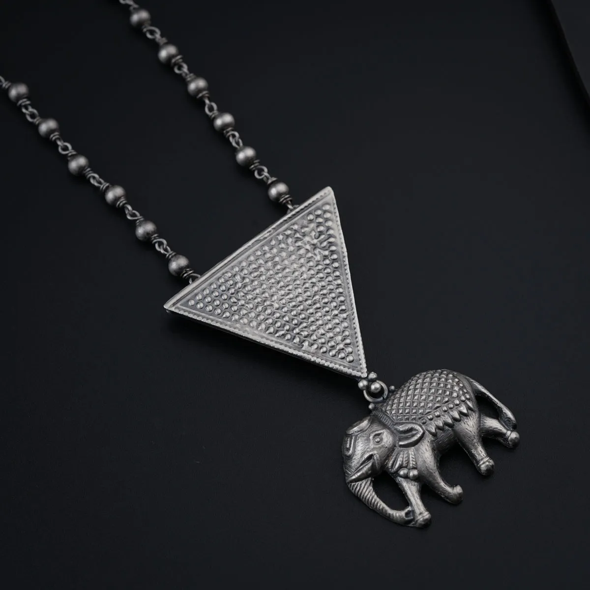 Antique Silver Necklace with Silver Beads