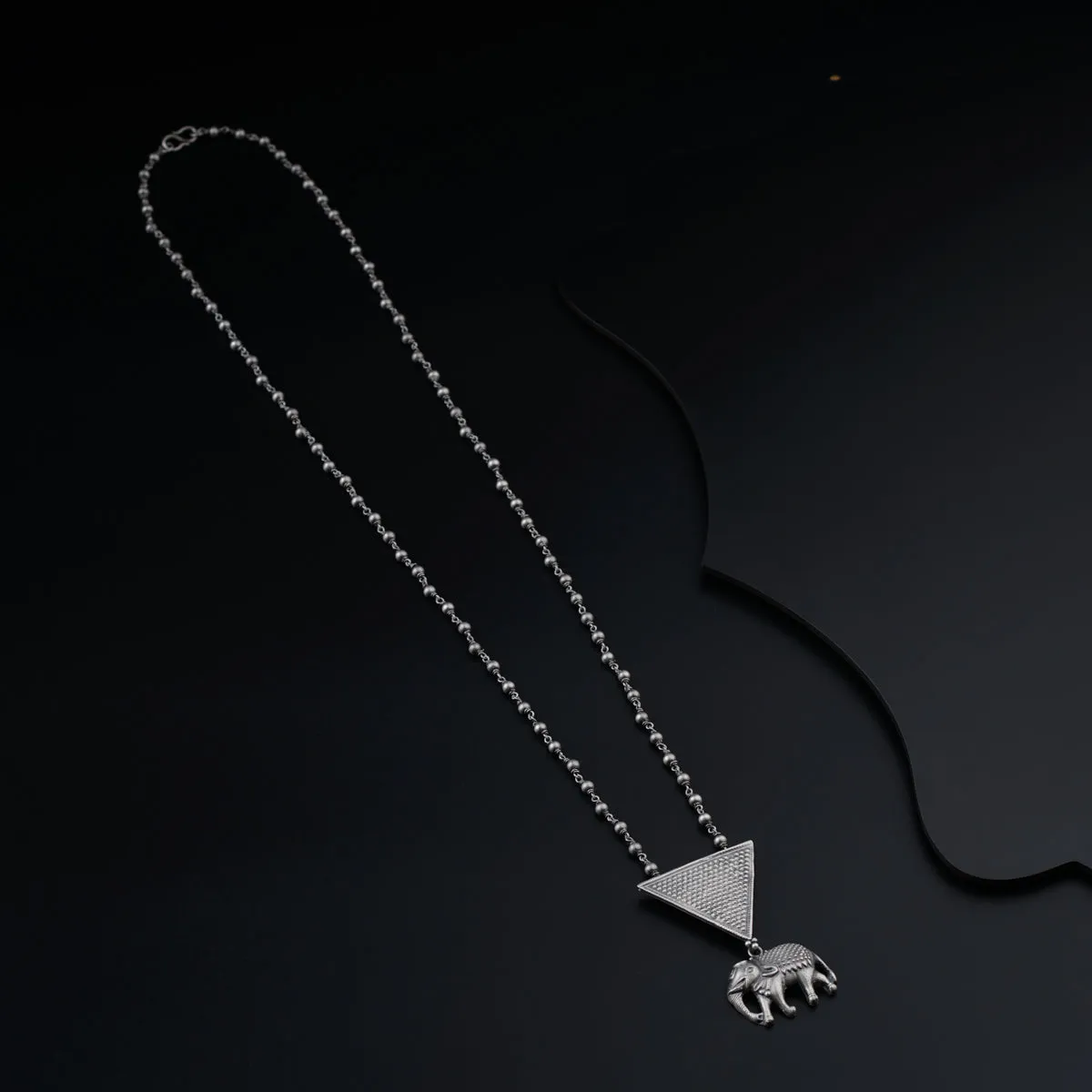Antique Silver Necklace with Silver Beads