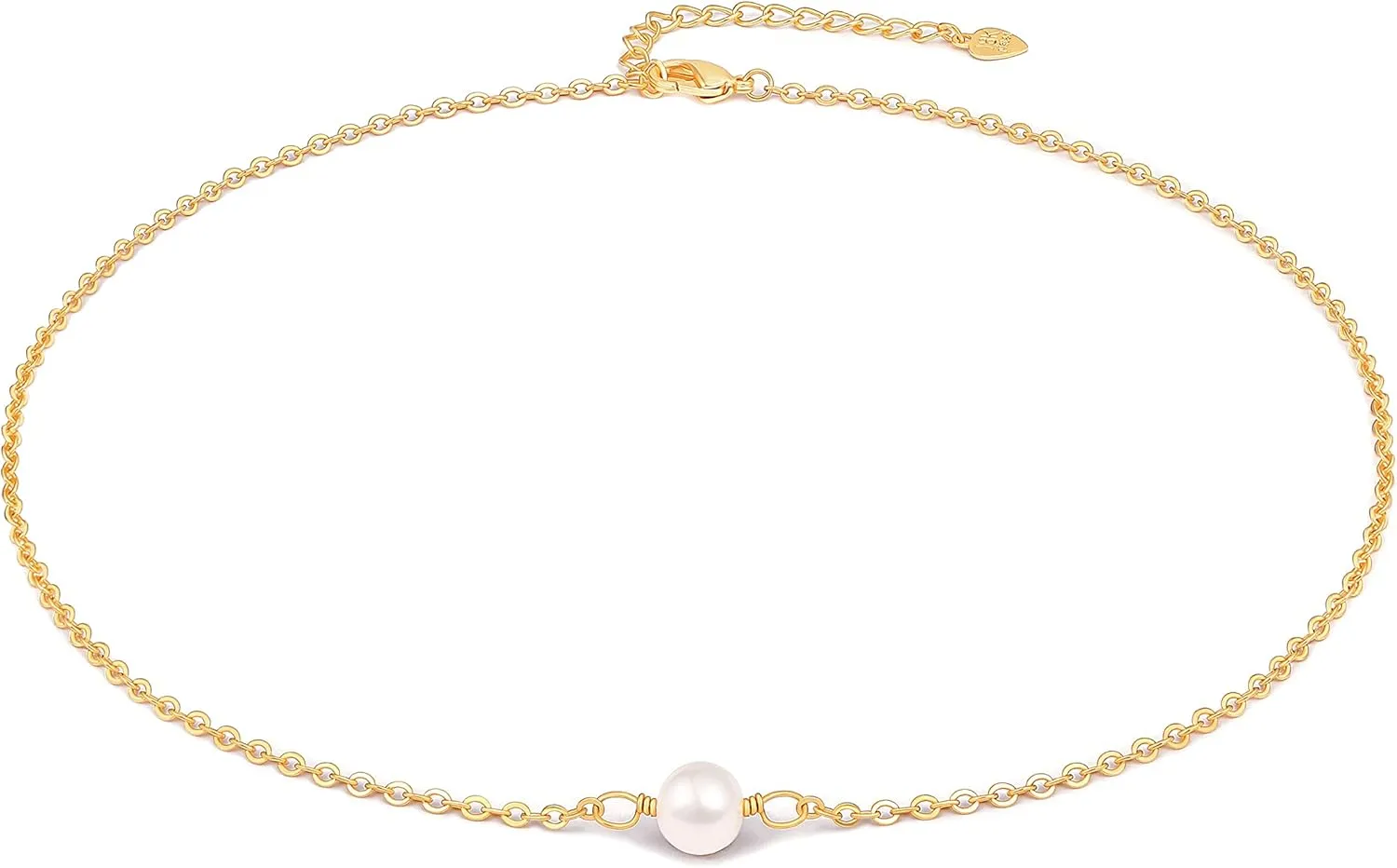 Aobei Pearl 18K Gold Chain Choker Freshwater Cultured Pearl Pendant Necklace CZ Bow Charm Neck Jewelry Handmade for Women